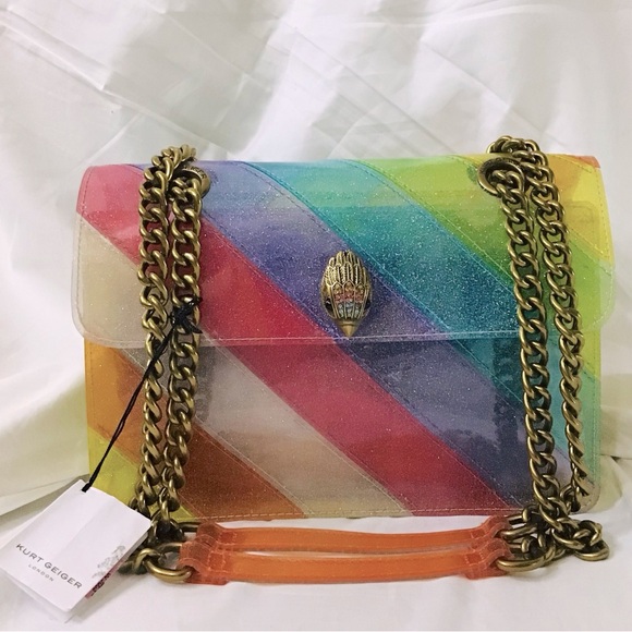 NWT Kurt Geiger Kensington Vinyl Glitter Rainbow Bag